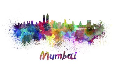 Mumbai manzarası içinde suluboya