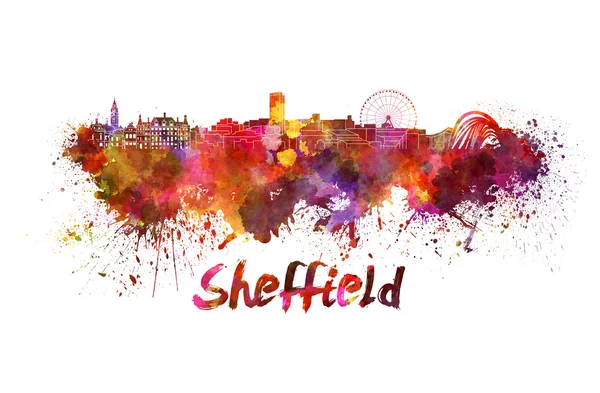 Linha do horizonte de Sheffield em aquarela — Fotografia de Stock