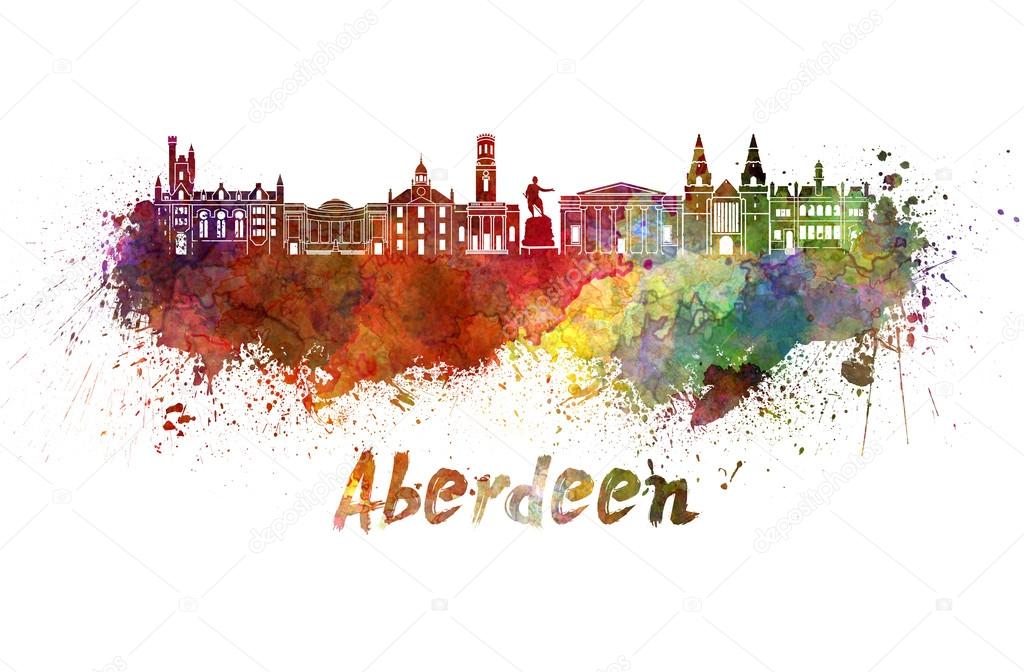 Aberdeen skyline in watercolor