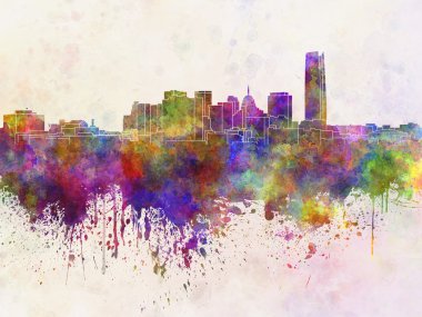 Oklahoma city skyline suluboya arka planda