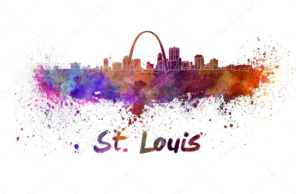 St Louis skyline in watercolor