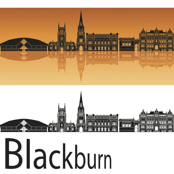 Skyline Blackburn en fondo naranja — Vector de stock