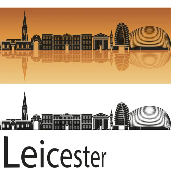 Skyline von Leicester auf orangefarbenem Hintergrund — Stockvektor