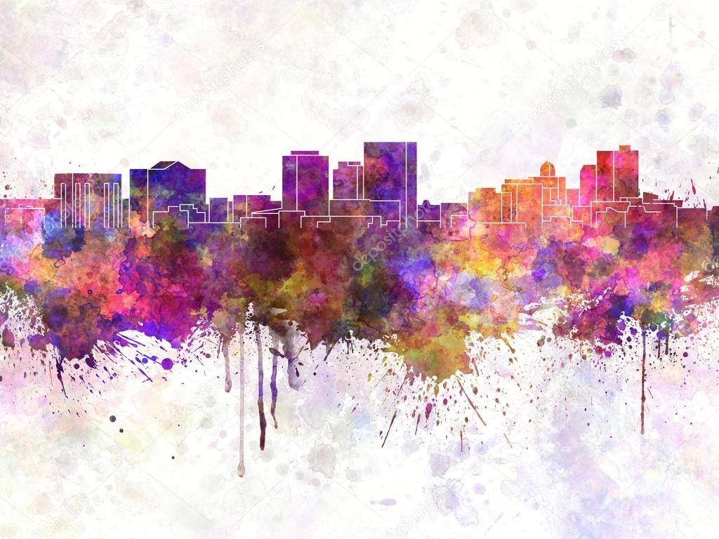 El Paso skyline in watercolor background
