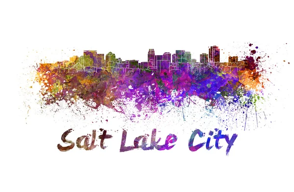 Salt lake city skyline w akwarela — Zdjęcie stockowe