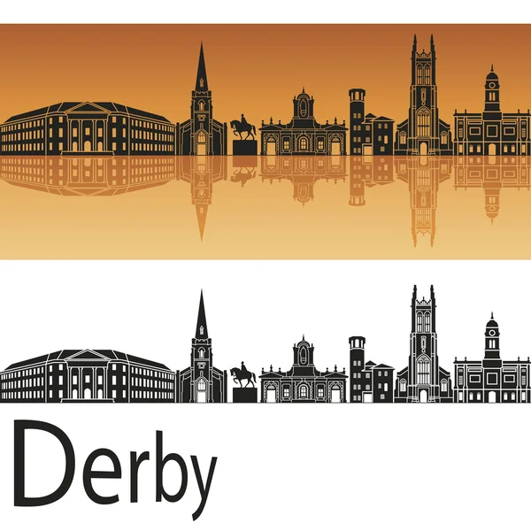 Derby skyline en fondo naranja — Vector de stock