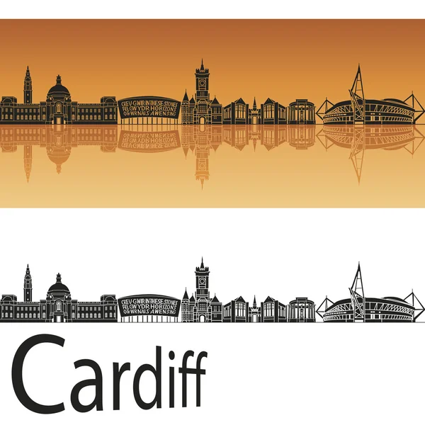 Cardiff Skyline auf orangefarbenem Hintergrund — Stockvektor