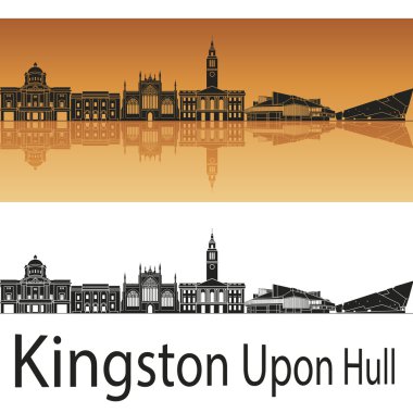 Kingston Upon Hul manzarası turuncu arka planda 