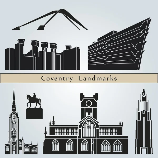 Coventry Wahrzeichen und Denkmäler — Stockvektor