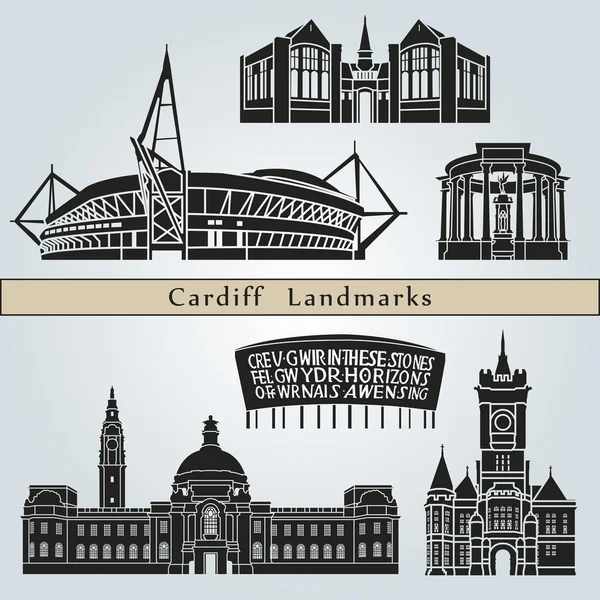 Cardiff simge ve anıtlar — Stok Vektör