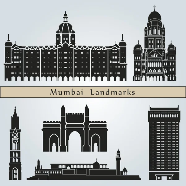Mumbai landmarks and monuments — Stock Vector