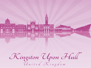 Kingston Upon Hull skyline in purple radiant orchid clipart