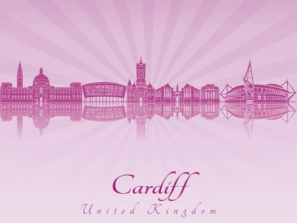 Cardiff skyline in purple radiant orchid — Stock Vector