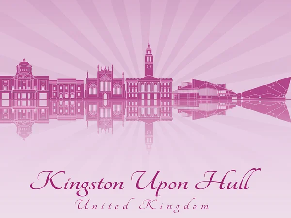 Skyline de Kingston Upon Hull en orquídea radiante púrpura — Vector de stock