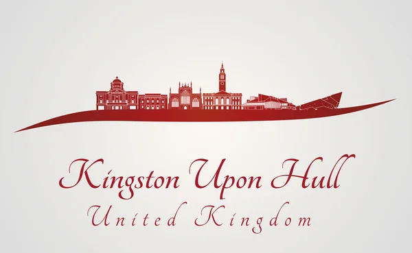 Kingston Upon Hull skyline i rött — Stock vektor