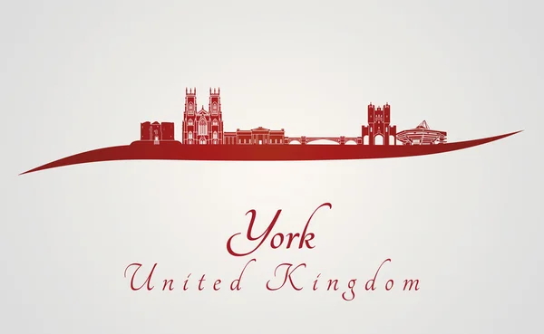 Skyline York en rojo — Vector de stock