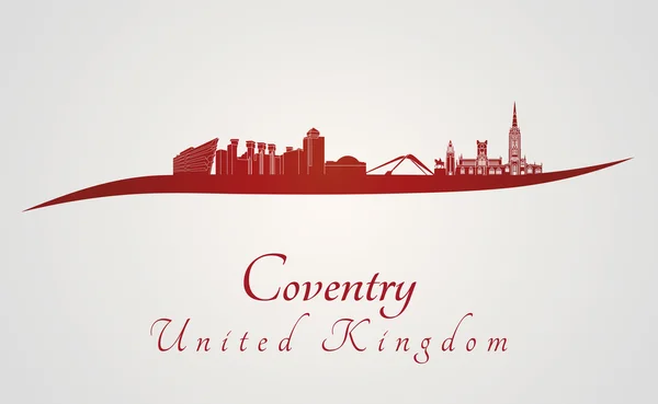 Coventry skyline in red — Stock Vector