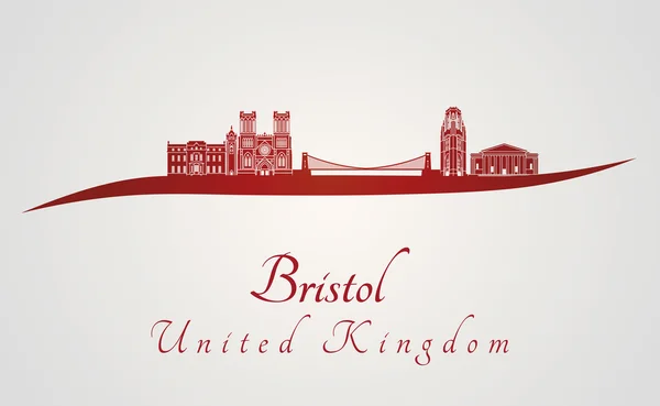 Bristol skyline i rött — Stock vektor