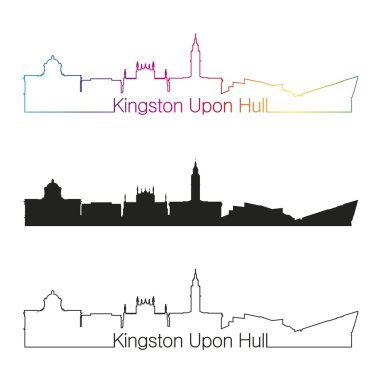 Kingston Upon Hull manzarası doğrusal stiliyle gökkuşağı