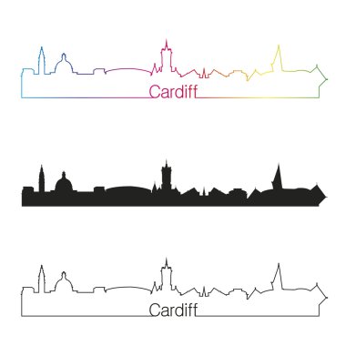 Cardiff manzarası doğrusal stiliyle gökkuşağı
