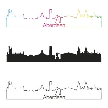 Aberdeen manzarası doğrusal stiliyle gökkuşağı