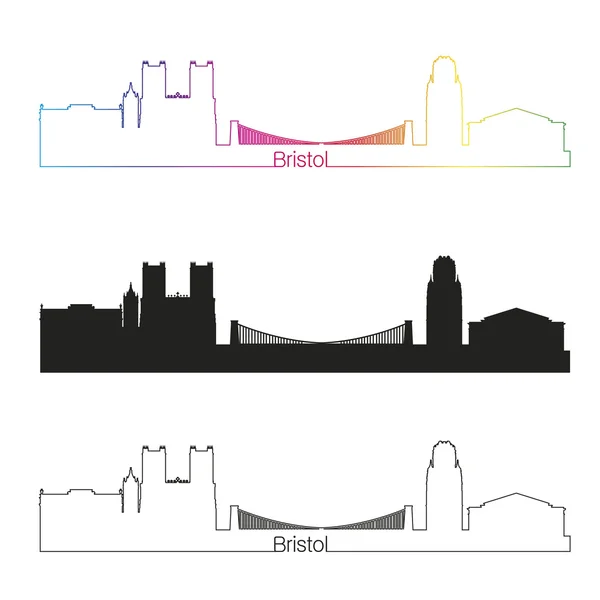 Bristol Panorama lineární styl s duhou — Stockový vektor