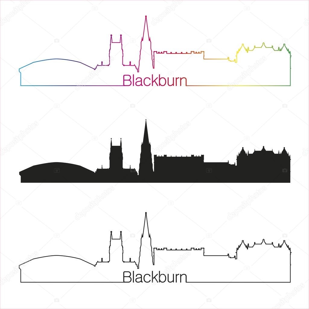 Blackburn skyline linear style with rainbow