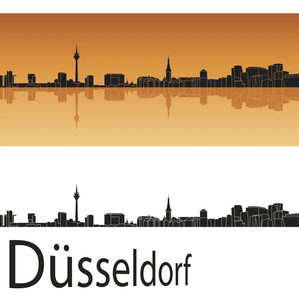 Skyline di Dusseldorf sullo sfondo arancione — Vettoriale Stock