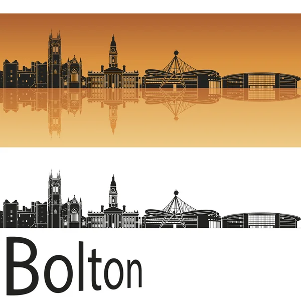 Bolton Skyline auf orangefarbenem Hintergrund — Stockvektor
