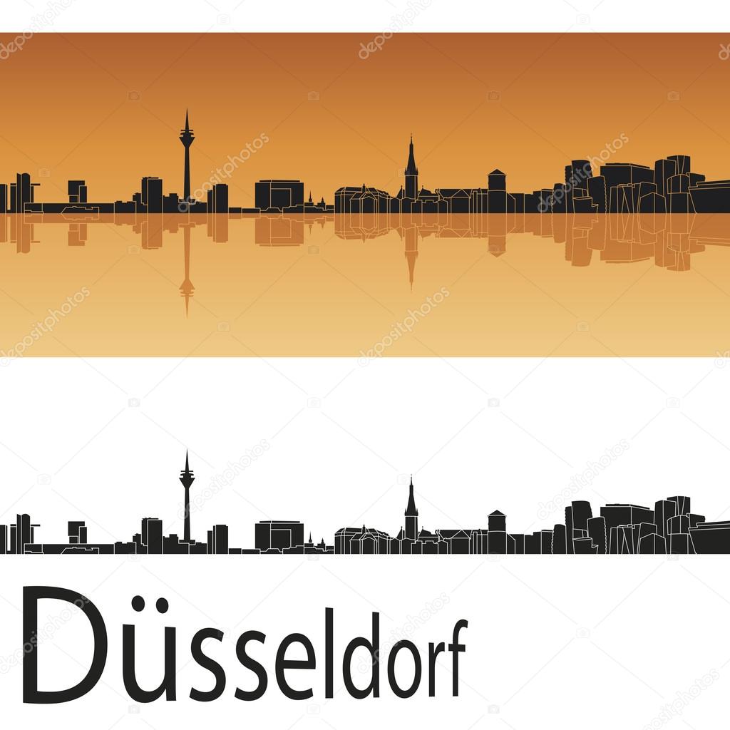 Dusseldorf skyline in orange background