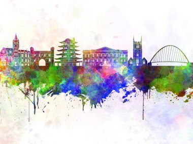 Suluboya arka planda okuma manzarası