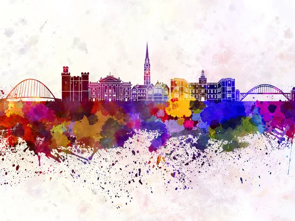 Newcastle skyline in watercolor background — Stock Photo, Image