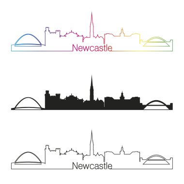Newcastle manzarası doğrusal stiliyle gökkuşağı