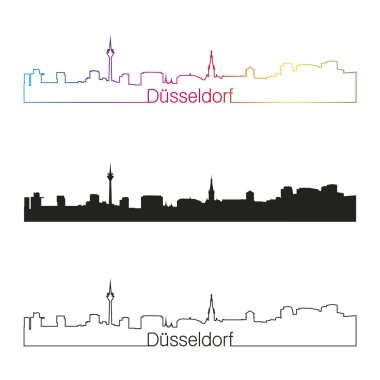 Dusseldorf manzarası doğrusal stiliyle gökkuşağı