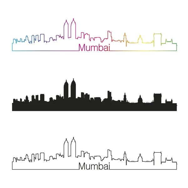 Mumbai skyline linear style with rainbow — Stock Vector