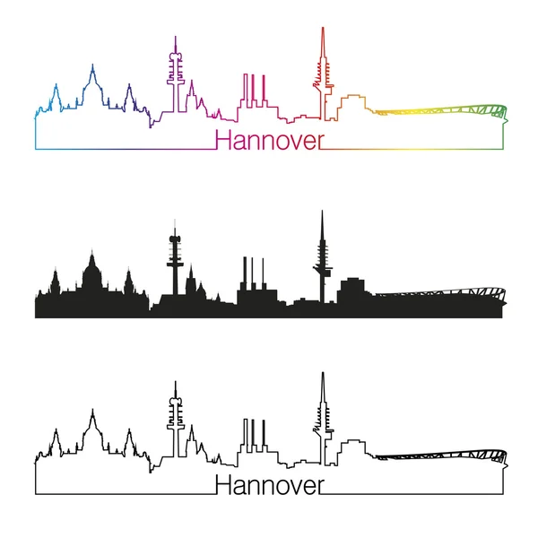 Style linéaire skyline de Hanovre avec arc-en-ciel — Image vectorielle