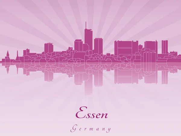 Essen skyline em roxo orquídea radiante — Vetor de Stock