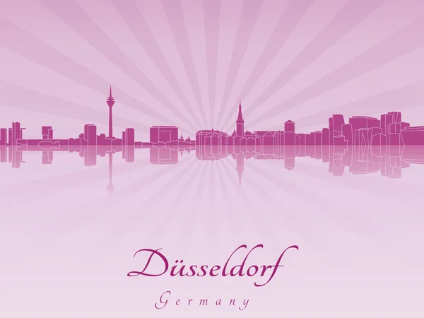 Düsseldorf silhuett i lila strålande orchid — Stock vektor