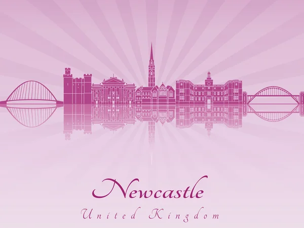 Skyline de Newcastle en orquídea radiante púrpura — Vector de stock