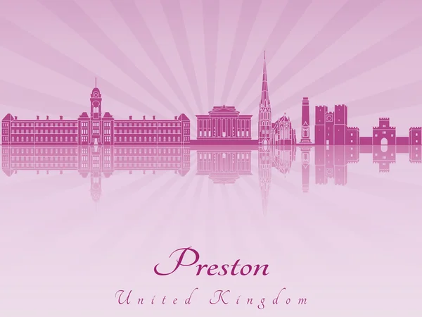 Preston Skyline in violett leuchtender Orchidee — Stockvektor