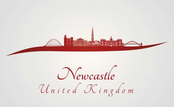 Newcastle skyline in het rood — Stockvector