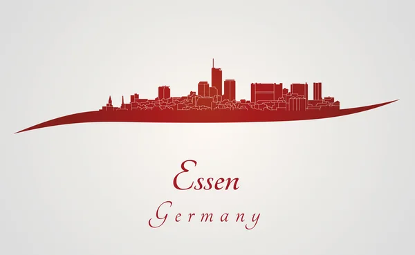 Skyline di Essen in rosso — Vettoriale Stock