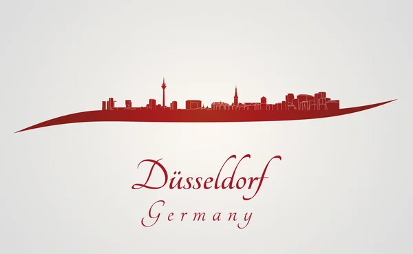 Düsseldorf skyline i rött — Stock vektor