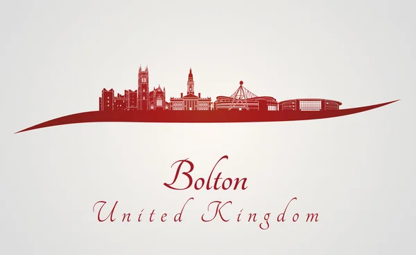 Skyline Bolton em vermelho — Vetor de Stock