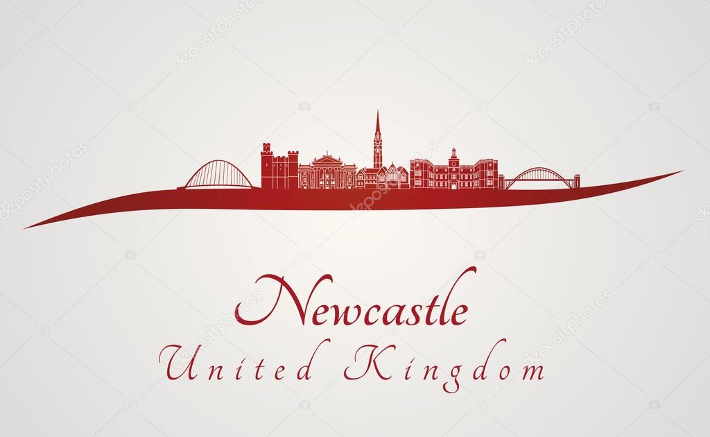 Newcastle skyline in red