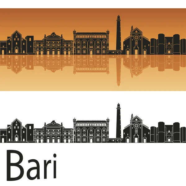 Bari skyline in orange background — Stock Vector