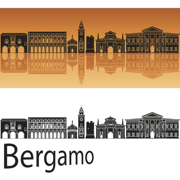 Bergamo skyline in orange background — Stock Vector