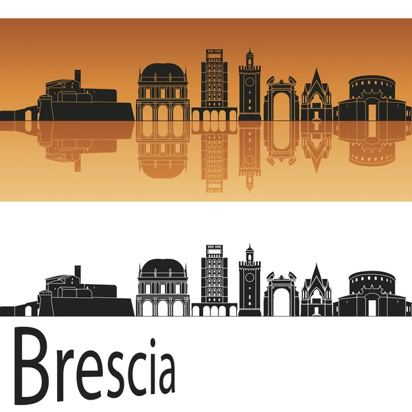 Skyline Brescia en fondo naranja — Vector de stock