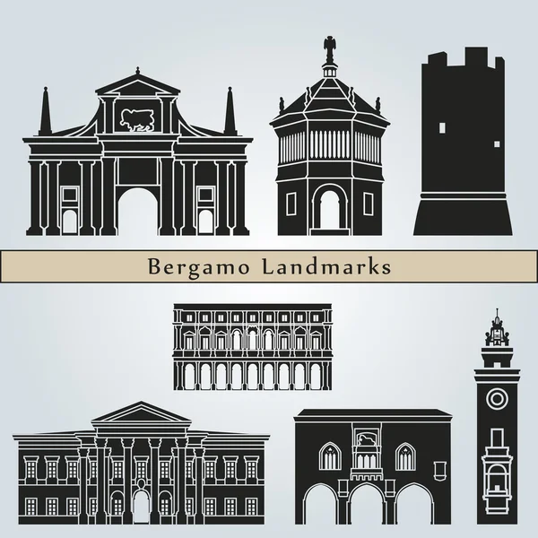 Monumentos y monumentos de Bérgamo — Vector de stock