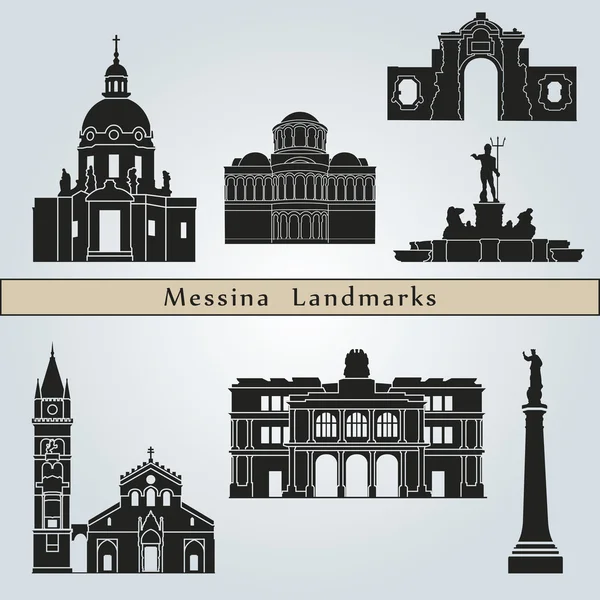 Monumentos y monumentos de Messina — Archivo Imágenes Vectoriales